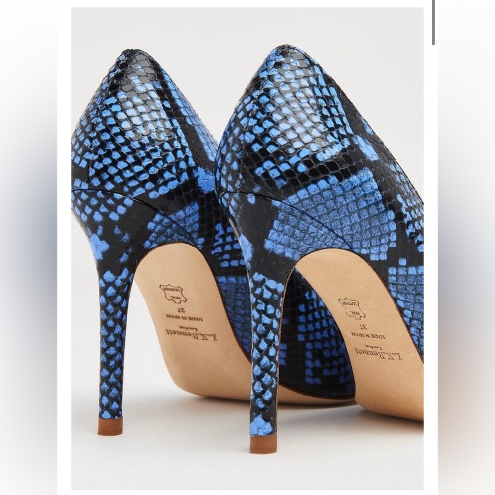 LK Bennett Fern Cobalt Snake Print Court